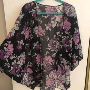 Sheer floral kimono